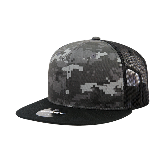 6 Panel High Profile Structured Camo Trucker