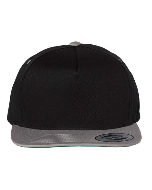 YP Classics Five-Panel Cotton Twill Snapback Cap - Black/ Grey