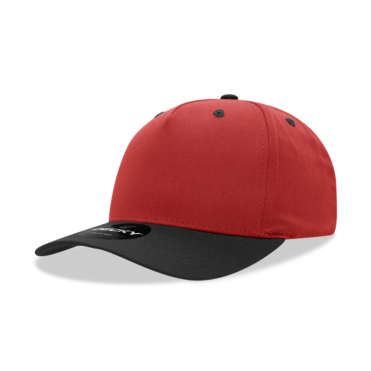 Decky 6024 5 Panel Mid Profile Structured Cotton Blend Cap - Red/Black