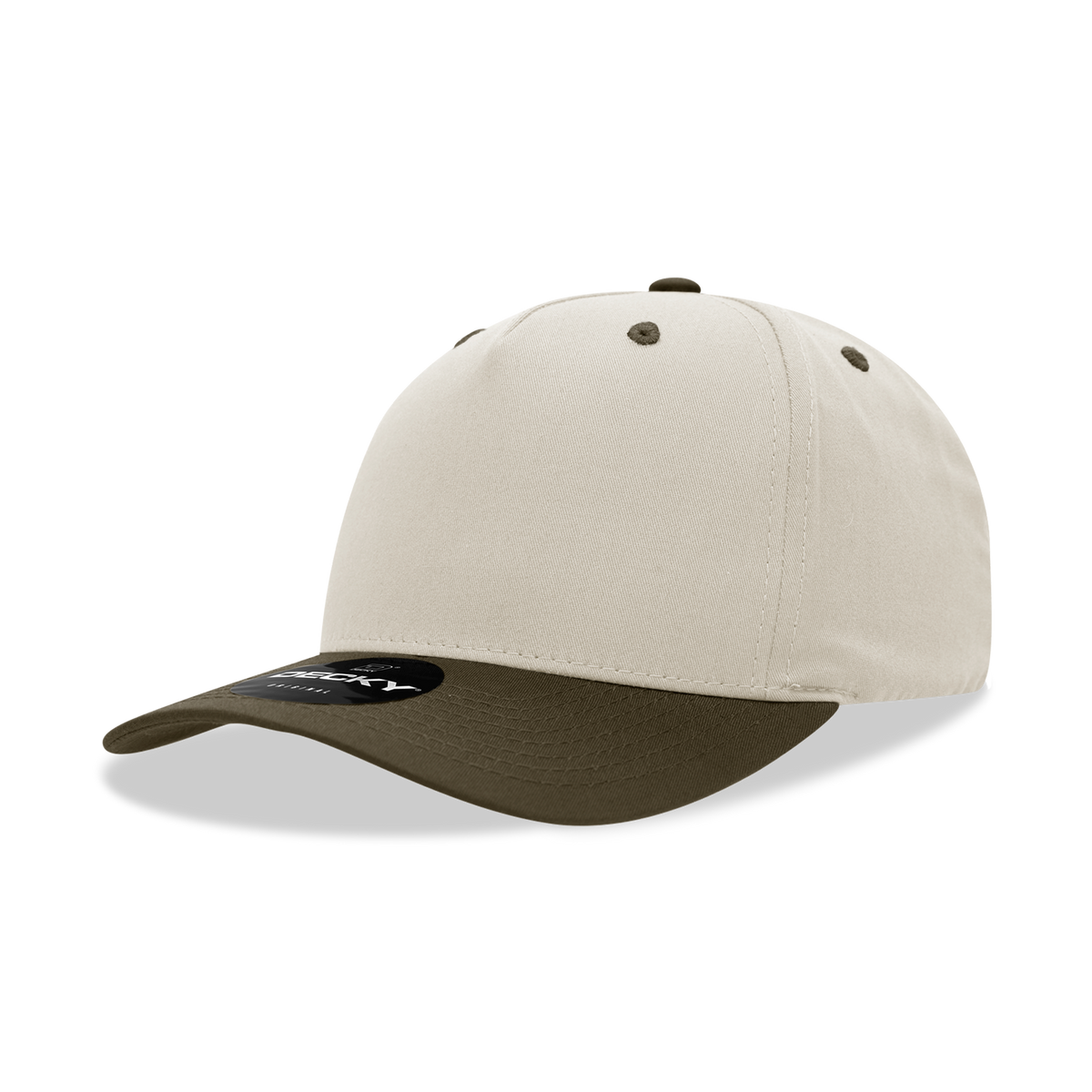 Decky 6024 5 Panel Mid Profile Structured Cotton Blend Cap - Stone/Brown