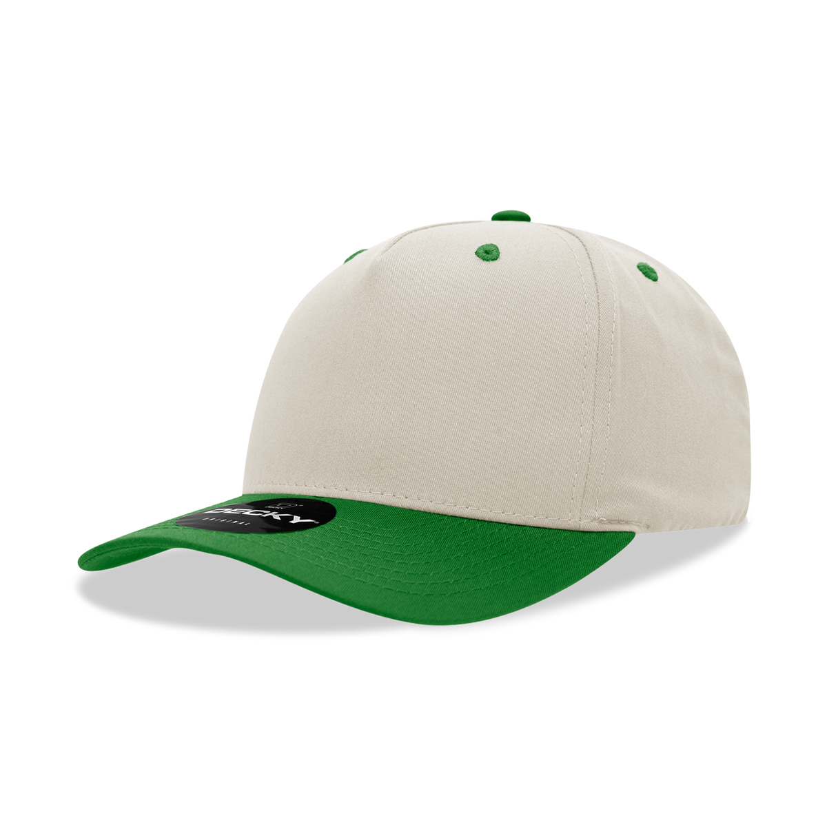 Decky 6024 5 Panel Mid Profile Structured Cotton Blend Cap - Stone/Kelly
