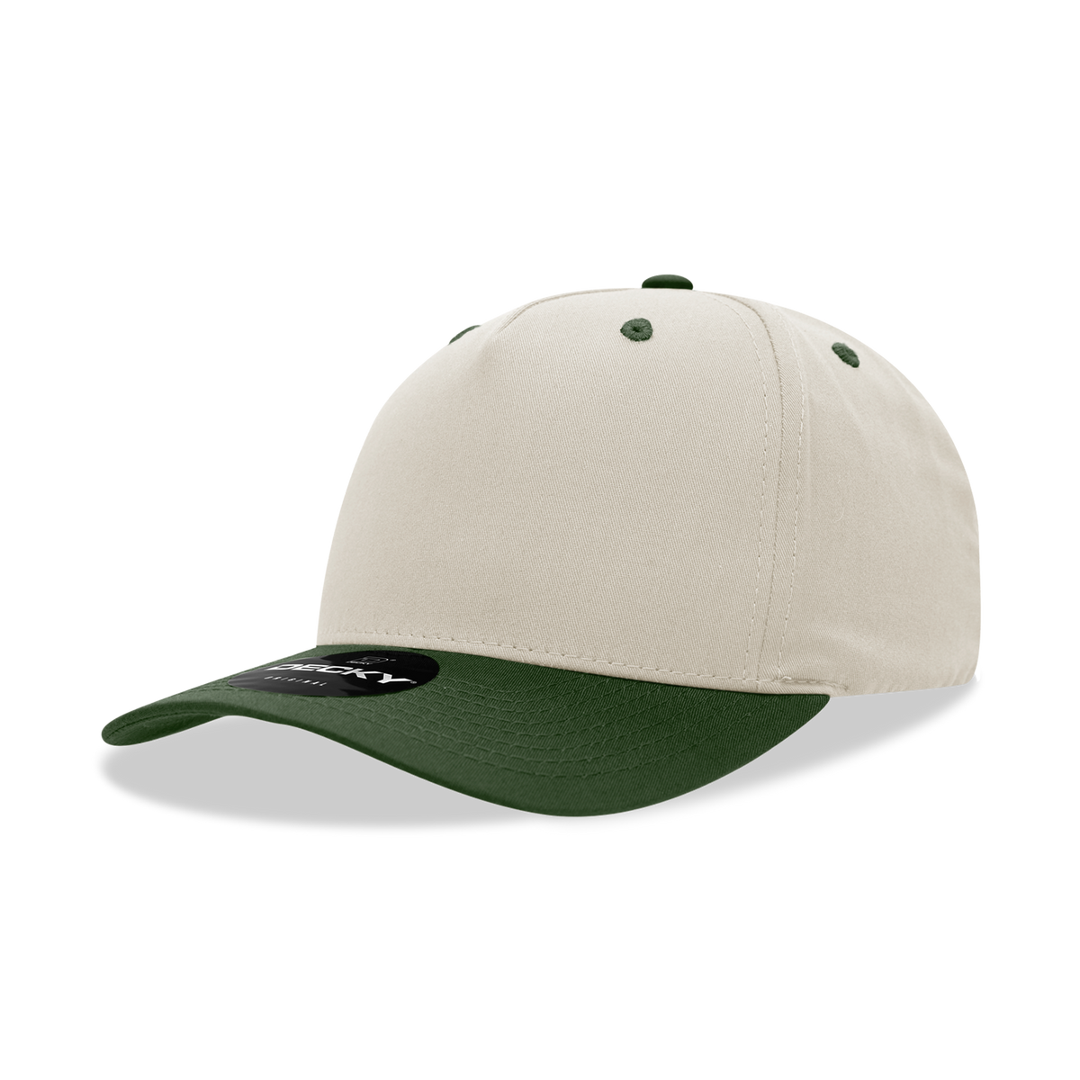 Decky 6024 5 Panel Mid Profile Structured Cotton Blend Cap - Stone/Olive
