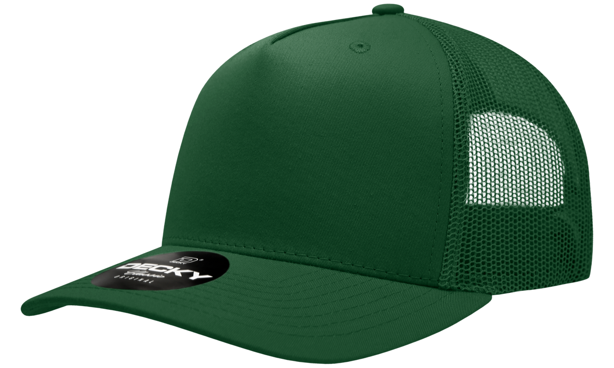 Decky 6030 5 Panel Mid Profile Structured Cotton Blend Trucker - Forest