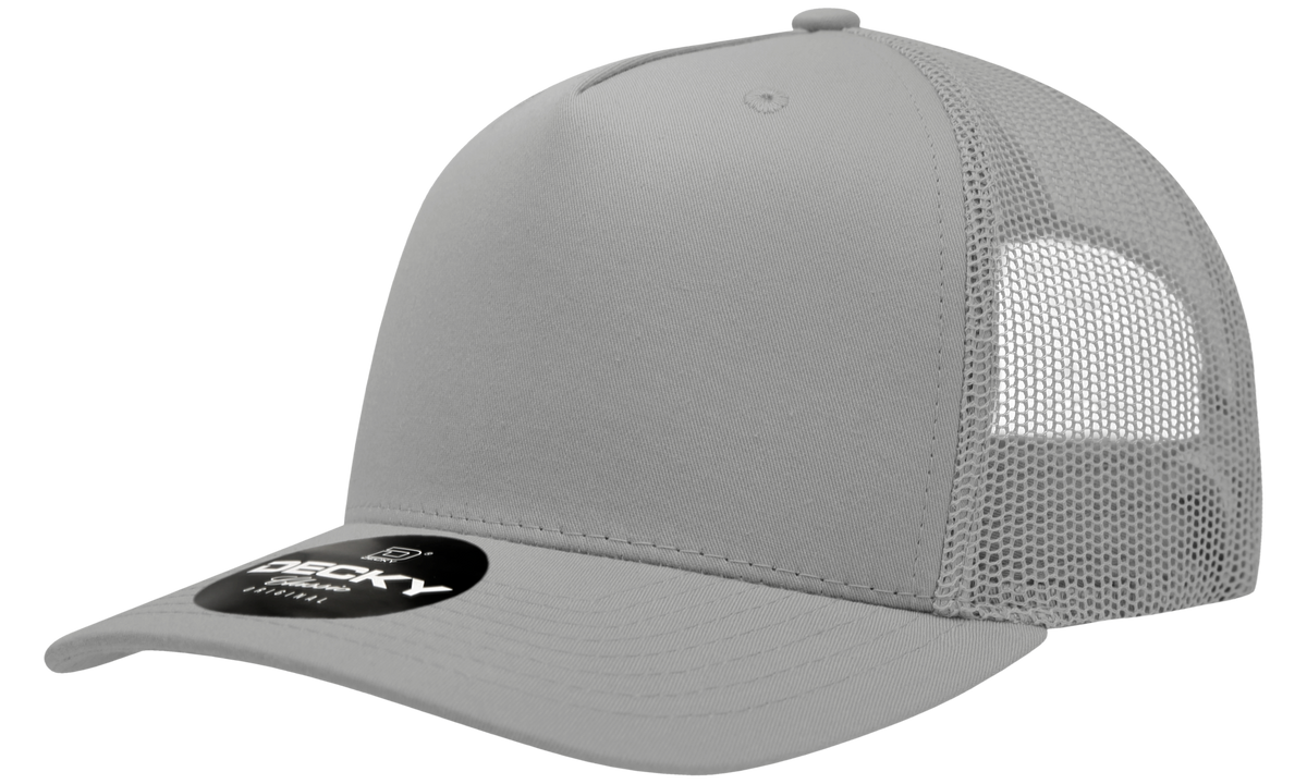 Decky 6030 5 Panel Mid Profile Structured Cotton Blend Trucker - Grey