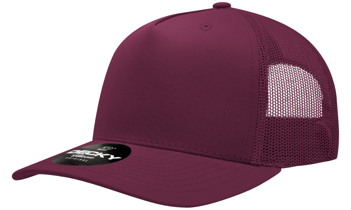 Decky 6030 5 Panel Mid Profile Structured Cotton Blend Trucker - Maroon