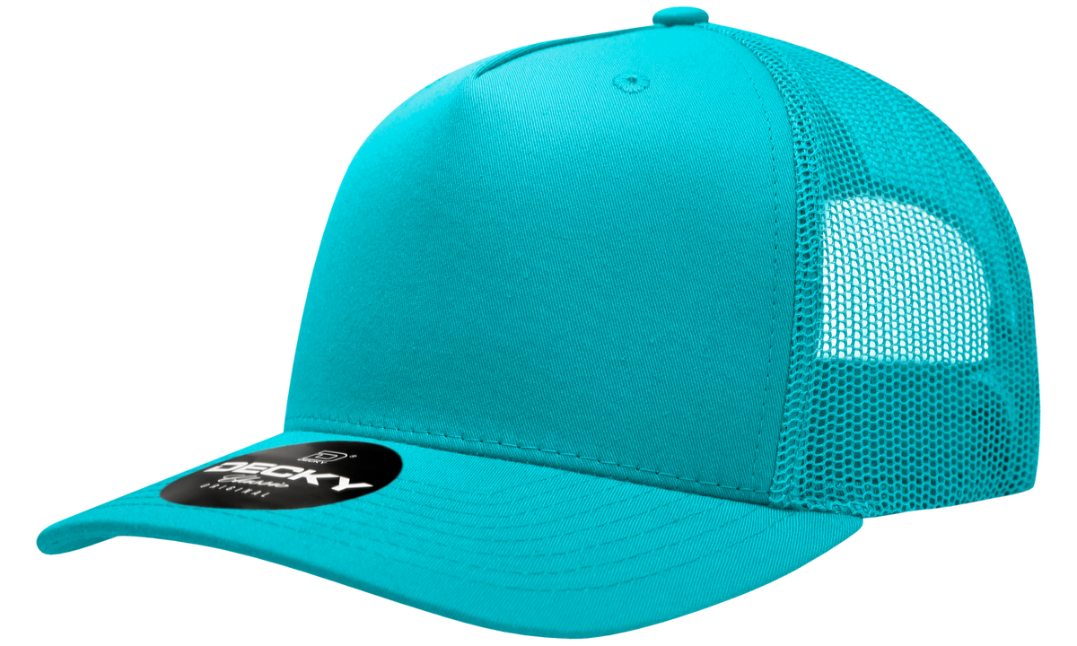 Decky 6030 5 Panel Mid Profile Structured Cotton Blend Trucker - Teal