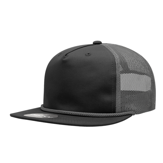 5 Panel High Profile Relaxed Cotton Blend Trucker w/Rope