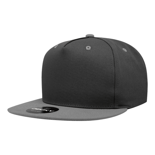 5 Panel High Profile Structured Cotton Blend Snapback