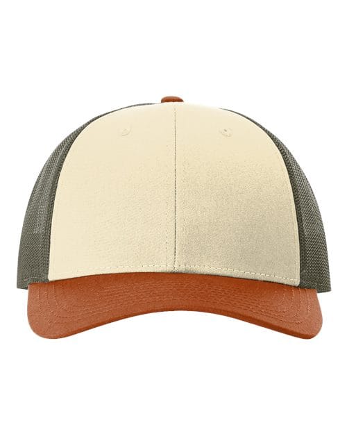 Richardson Cream/ Loden Green/ Dark Orange / M/L Richardson 115 Low Pro Trucker Cap