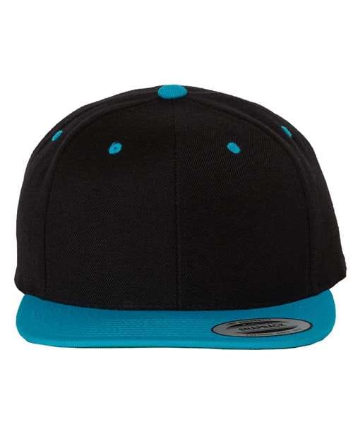 YP Classics Black/ Teal / Adjustable Premium Flat Bill Snapback Cap
