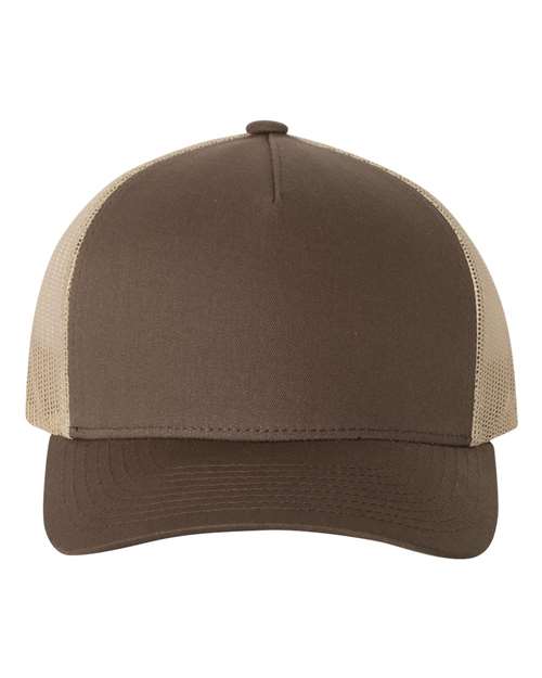 YP Classics Brown/ Khaki / Adjustable Five-Panel Retro Trucker Cap