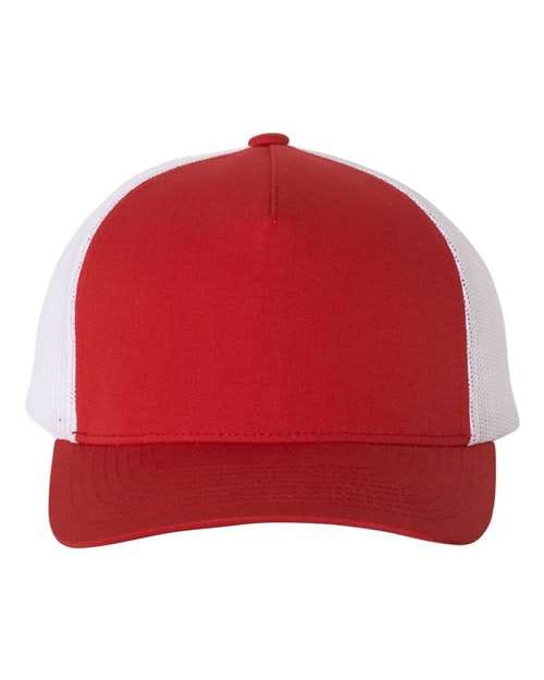 YP Classics Red/ White / Adjustable Five-Panel Retro Trucker Cap