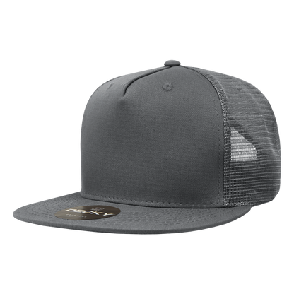 5 Panel High Profile Structured Cotton Blend Trucker