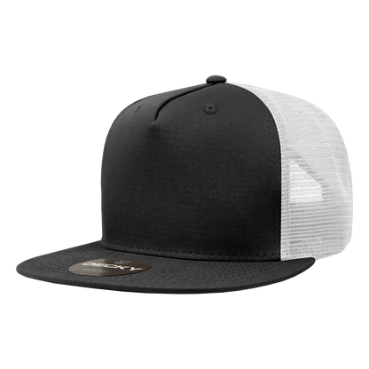 5 Panel High Profile Structured Cotton Blend Trucker