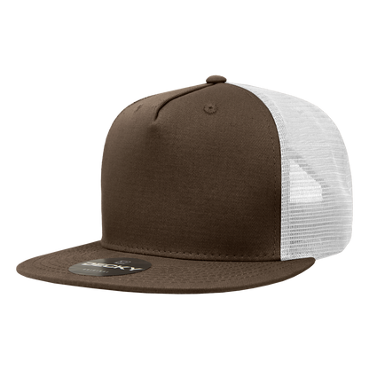 5 Panel High Profile Structured Cotton Blend Trucker