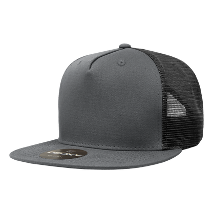 5 Panel High Profile Structured Cotton Blend Trucker