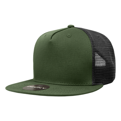 5 Panel High Profile Structured Cotton Blend Trucker