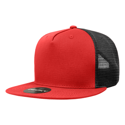 5 Panel High Profile Structured Cotton Blend Trucker