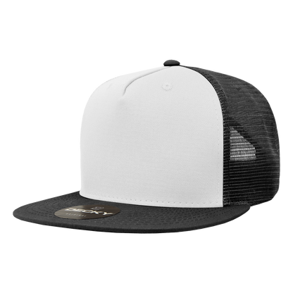 5 Panel High Profile Structured Cotton Blend Trucker