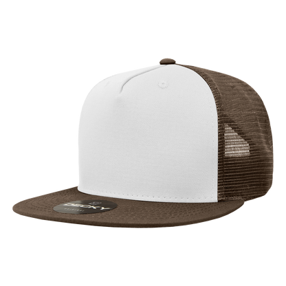 5 Panel High Profile Structured Cotton Blend Trucker