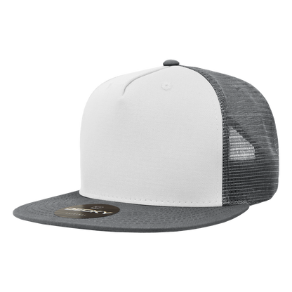 5 Panel High Profile Structured Cotton Blend Trucker