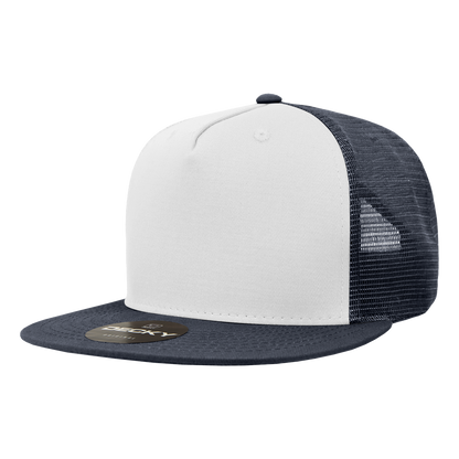 5 Panel High Profile Structured Cotton Blend Trucker