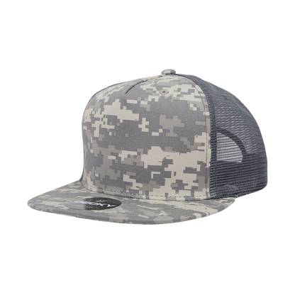 5 Panel High Profile Structured Cotton Blend Trucker
