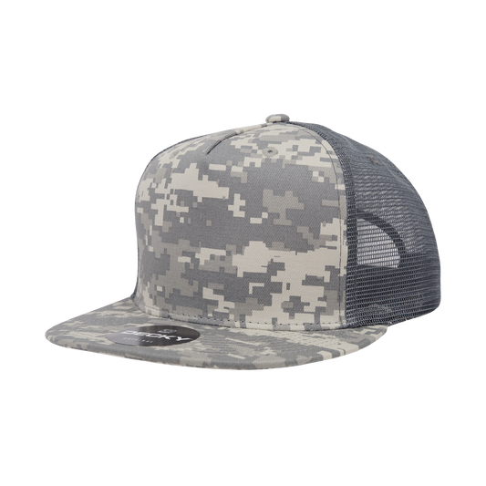 5 Panel High Profile Structured Cotton Blend Trucker