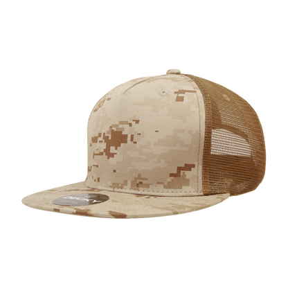 5 Panel High Profile Structured Cotton Blend Trucker