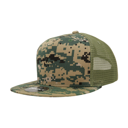5 Panel High Profile Structured Cotton Blend Trucker