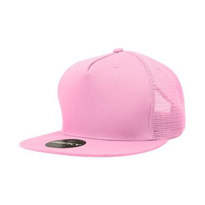 5 Panel High Profile Structured Cotton Blend Trucker