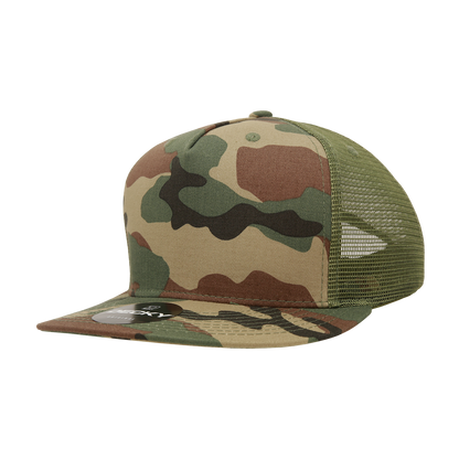 5 Panel High Profile Structured Cotton Blend Trucker