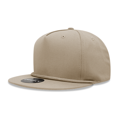 5 Panel High Profile Structured Cotton Blend Rope Hat