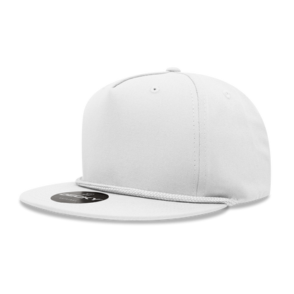 5 Panel High Profile Structured Cotton Blend Rope Hat