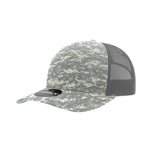 6 Panel Mid Profile Structured Camo Trucker