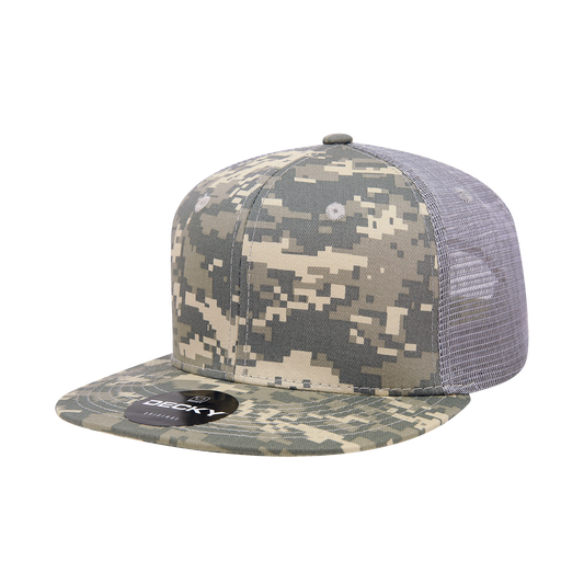 6 Panel High Profile Structured Camo Trucker