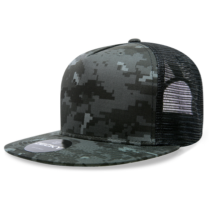5 Panel High Profile Structured Cotton/Poly Blend Trucker