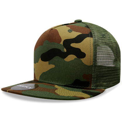 5 Panel High Profile Structured Cotton/Poly Blend Trucker