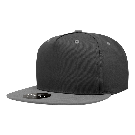 5 Panel High Profile Structured Cotton Blend Snapback