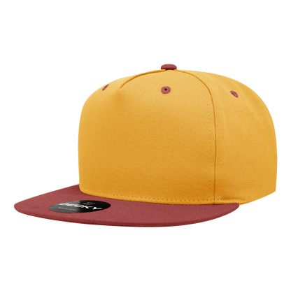 5 Panel High Profile Structured Cotton Blend Snapback