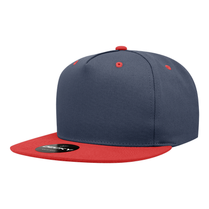 5 Panel High Profile Structured Cotton Blend Snapback