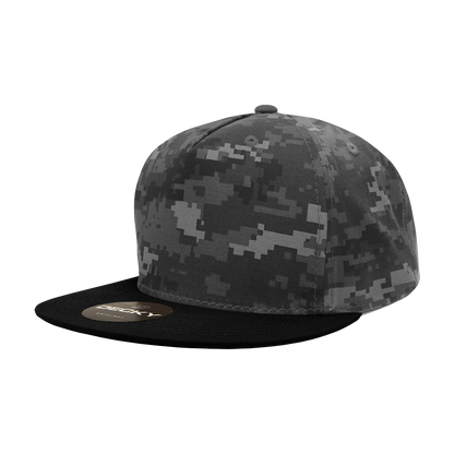 5 Panel High Profile Structured Cotton Blend Snapback