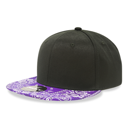 6 Panel High Profile Structured Bandanna Bill Snapback