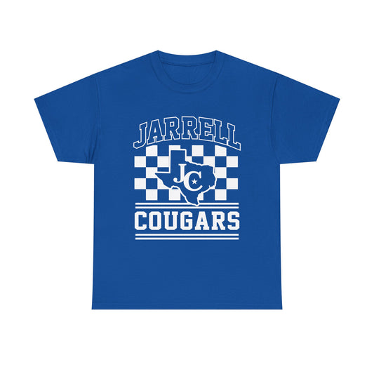Adult Jarrell Cougars T-Shirt — Classic Checkerboard School Spirit Tee