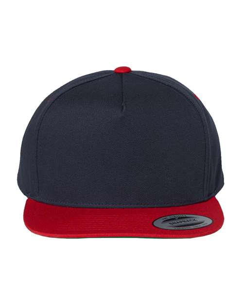 YP Classics Five-Panel Cotton Twill Snapback Cap - Navy/ Red