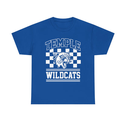 Temple Wildcats Adult T-Shirt — Retro Checkerboard Mascot Tee