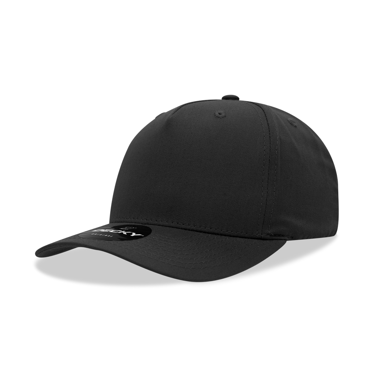 Decky 6024 5 Panel Mid Profile Structured Cotton Blend Cap - Black