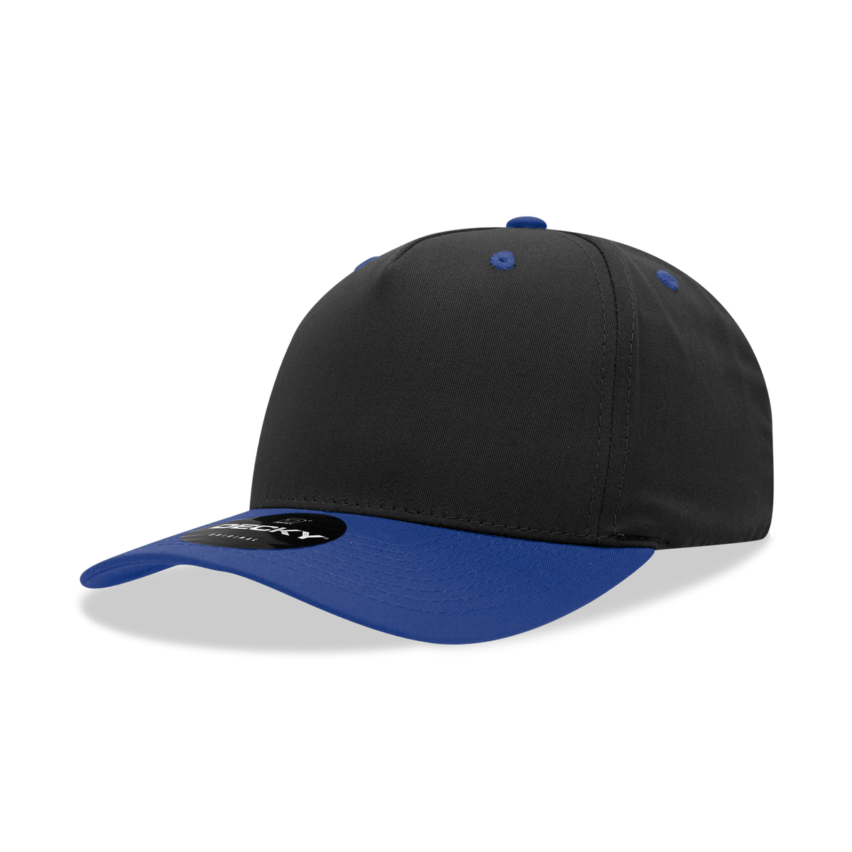 Decky 6024 5 Panel Mid Profile Structured Cotton Blend Cap - Black/Royal