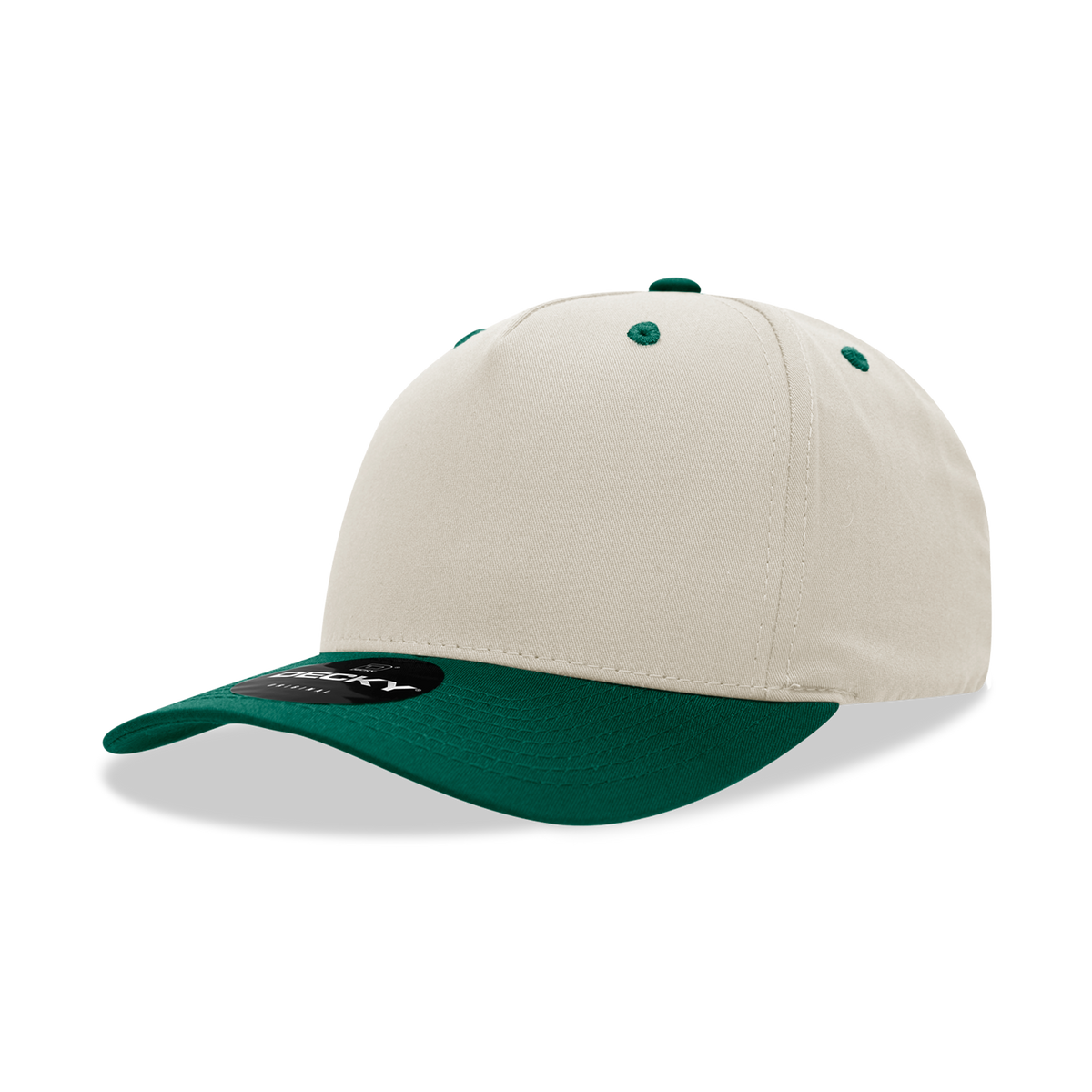 Decky 6024 5 Panel Mid Profile Structured Cotton Blend Cap - Stone/Forest