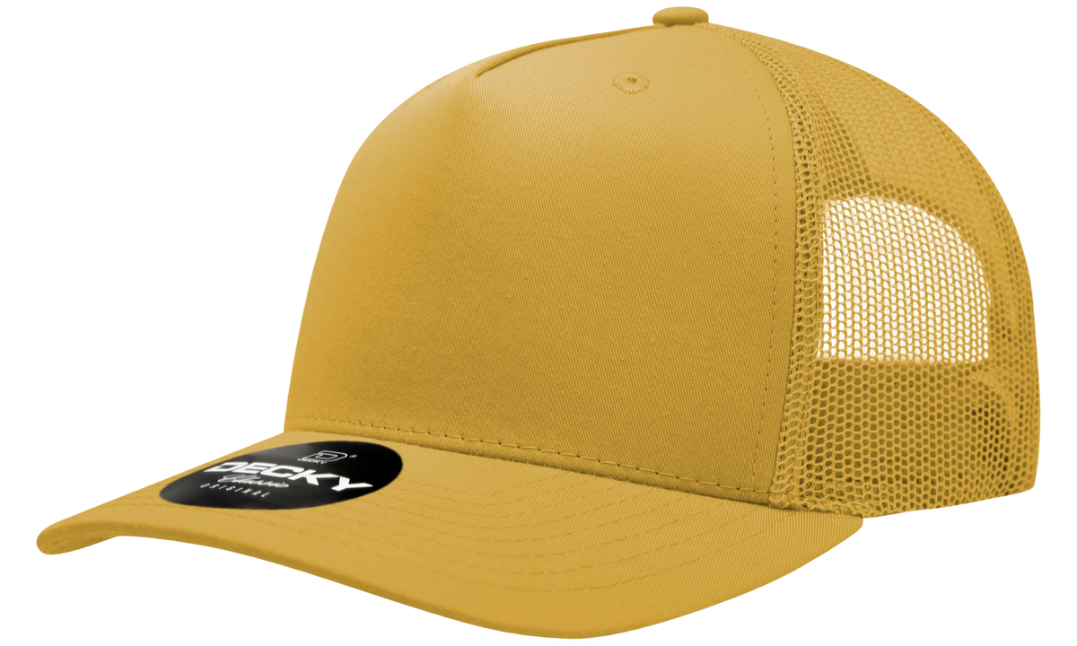 Decky 6030 5 Panel Mid Profile Structured Cotton Blend Trucker - Gold